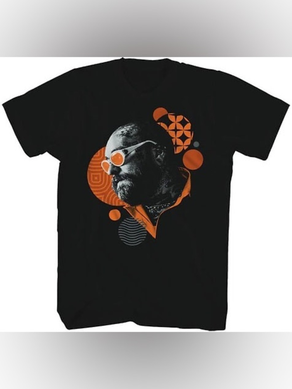 Unisex Teddy Swims Pattern Head Black Graphic Tee with Orange Accent Size XXL